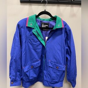 London Fog 80’s Blue Jacket with Green Collar & shoulder pads